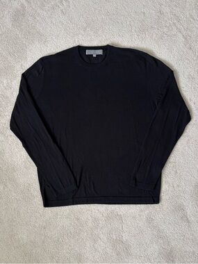 Neiman Marcus Cashmere & Silk Black Crewneck Knit Sweater Size M